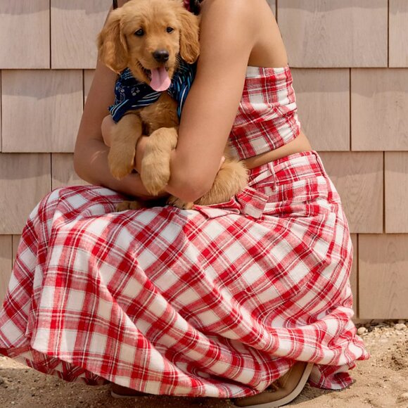 NWT Free People After You Set in Red Plaid - Picture 2 of 6